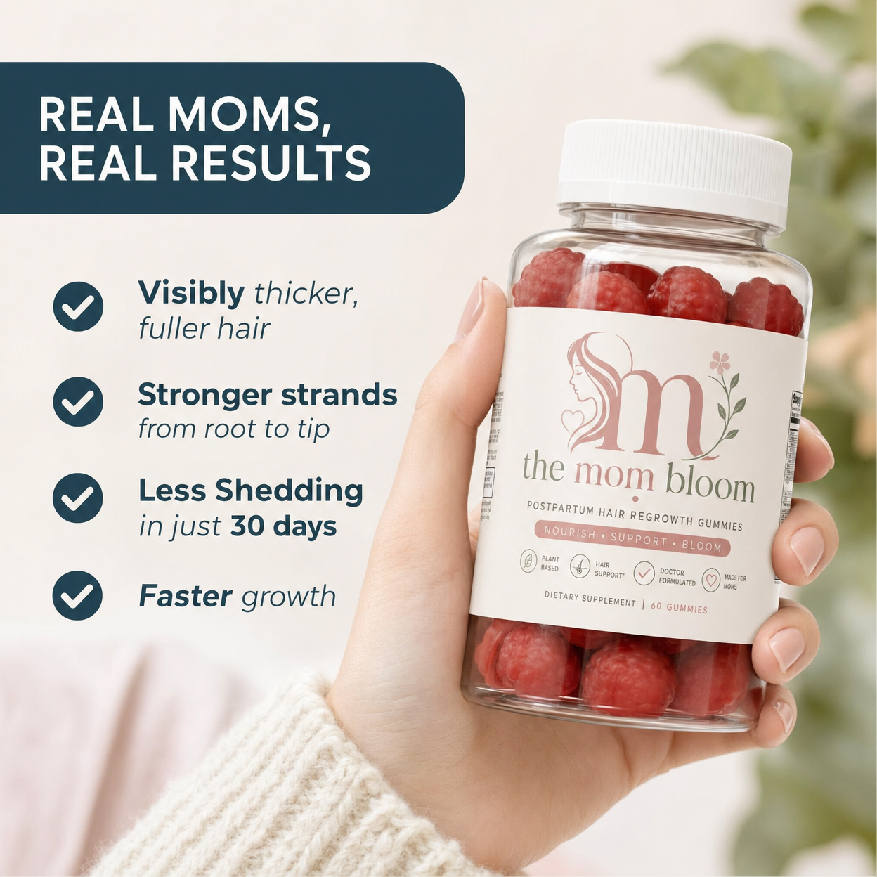 The Bloom Glow® Post Partum Hair Regrowth Gummies